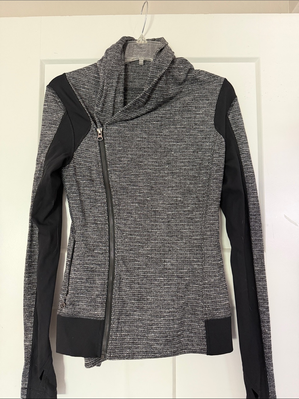 lululemon athletica Gray and Black Asymmetric Zip jacket
